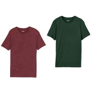 Goodfellow & Co Every Wear Short Sleeve T-shirts x2 Burgundy/Forest Green Large